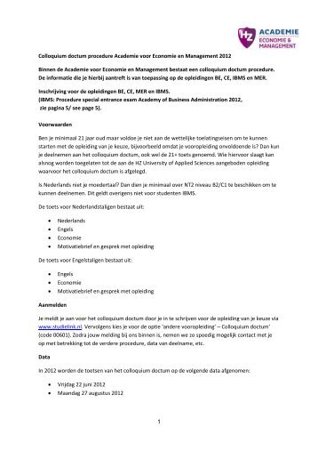 1 Colloquium doctum procedure Academie voor Economie en ...