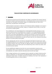 TOELICHTING CORPORATE GOVERNANCE - Aalberts Industries NV