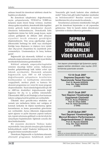 Temmuz 2007 - SayÄ±: 135 (5007 KB) - Ä°zmir - TMMOB Ä°nÅaat ...