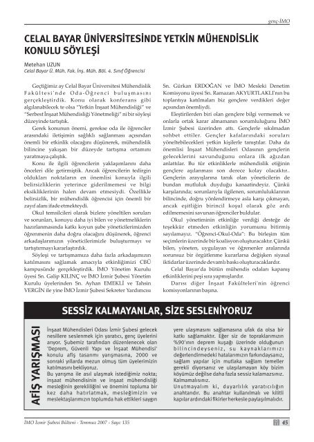 Temmuz 2007 - SayÄ±: 135 (5007 KB) - Ä°zmir - TMMOB Ä°nÅaat ...