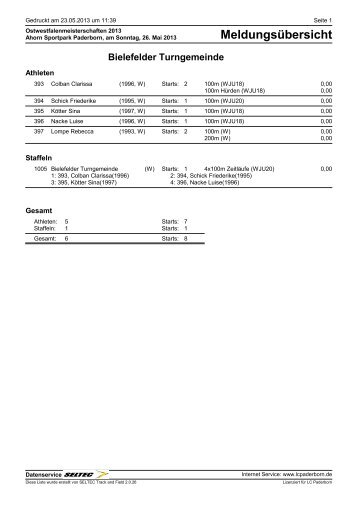 MeldungsÃ¼bersicht - LC Paderborn