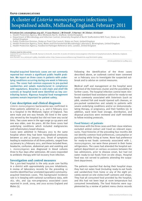 Escherichia coli - Eurosurveillance