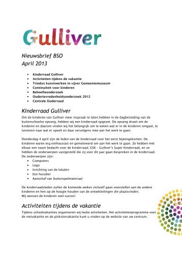 Nieuwsbrief BSO April 2013 Kinderraad Gulliver ... - Triodus