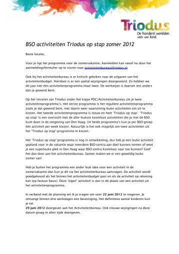 BSO activiteiten Triodus op stap zomer 2012