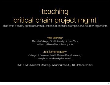 teaching critical chain project management (CCPM ... - Blogs@Baruch
