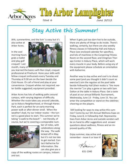 Stay Active this Summer! - Arbor Acres