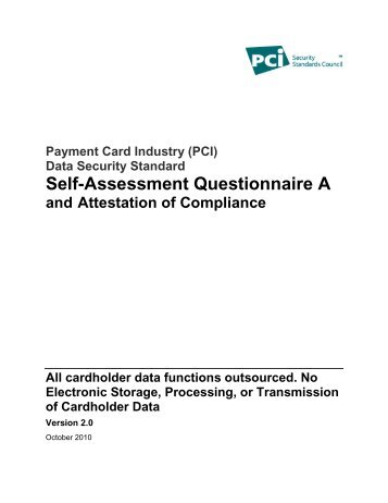 Self-Assessment Questionnaire A - PCI Security Standards Council