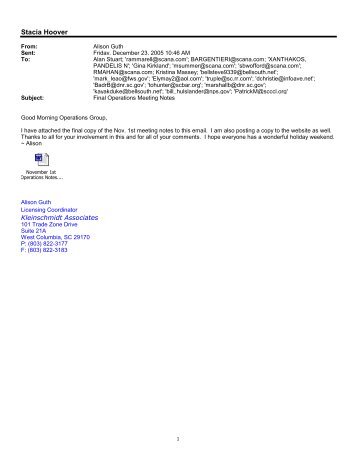 Emails Regarding Meeting Notes - Operations - Saluda Hydro ...