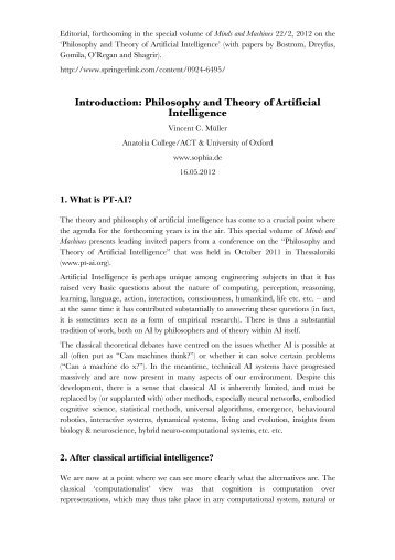 Theory and Philosophy of Artificial Intelligence - Vincent C. MÃ¼ller