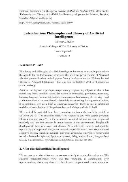 Theory and Philosophy of Artificial Intelligence - Vincent C. MÃ¼ller