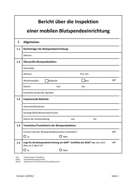 Berichtsformular als Aktenvermerk