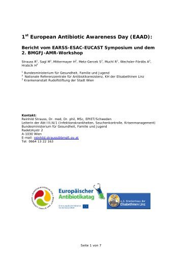 Bericht vom EARSS-ESAC-EUCAST Symposium und dem 2 ...