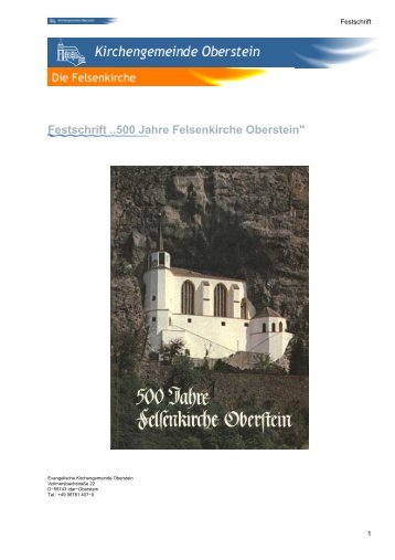 Festschrift ,,500 Jahre Felsenkirche Oberstein"