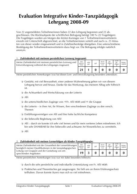 Evaluation Integrative Kinder-TanzpÃ¤dagogik ... - Integrativer Tanz