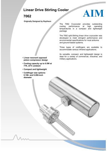 Linear Drive Stirling Cooler 7062 - AIM Infrarot-Module GmbH