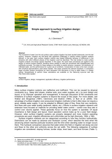 Simple approach to surface irrigation design: Theory