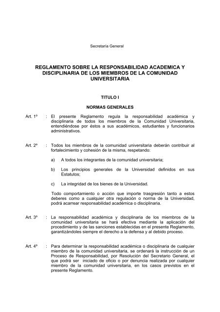 Reglamento sobre la Responsabilidad AcadÃ©mica y Disciplinaria