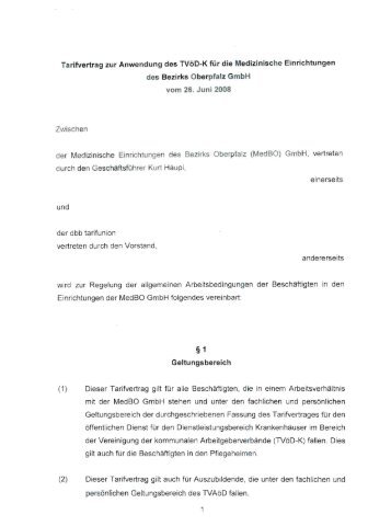 Tarifvertrag zur Anwendung des TVöD-K für die Medizinische ... - LBB