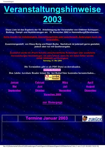 Termine Mai 2003 - Holderfreunde.de