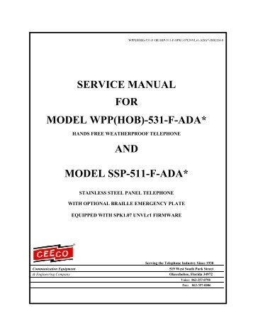 service manual for model wpp(hob)-531-f-ada* and ... - Ceeco.com