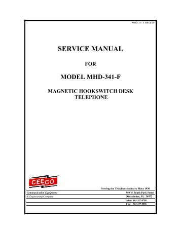 service manual for model mhd-341-f magnetic ... - Ceeco.com