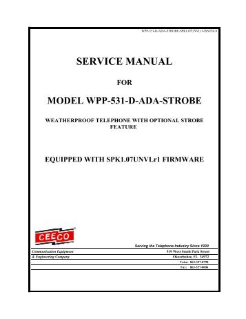 service manual for model wpp-531-d-ada-strobe - Ceeco.com