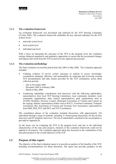 Transport Connections Evaluation Report - TDSA