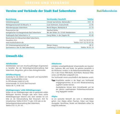 Bürger-Information der Verbandsgemeinde - Bad Sobernheim