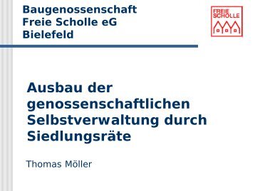 Ausbau der genossenschaftlichen Selbstverwaltung durch ...