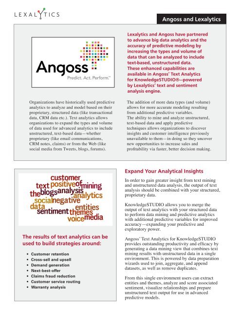 Angoss and Lexalytics Text Analytics - Angoss Software Corporation