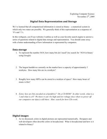 Digital data webquest - Garfield Computer Science