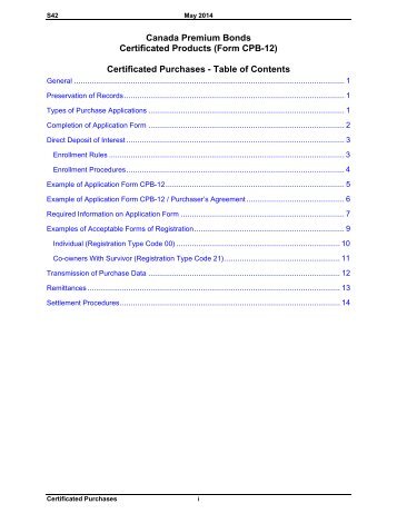 Certificate Purchases - Canada Savings Bonds