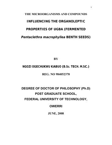 INFLUENCING THE ORGANOLEPTIC PROPERTIES OF UGBA ...