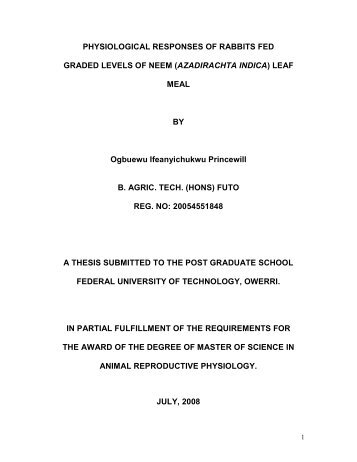 PHYSIOLOGICAL RESPONSES OF RABBITS FED GRADED ...