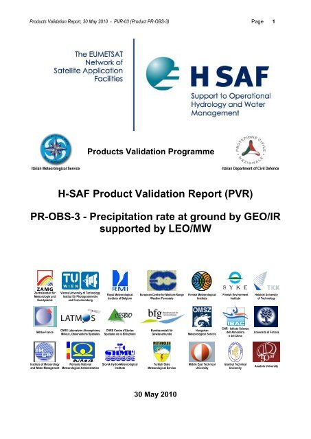 H-SAF Product Validation Report (PVR) PR-OBS-3