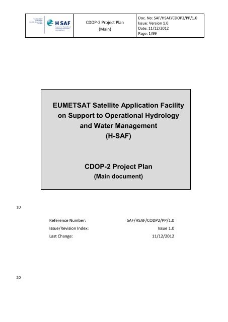CDOP2 Project Plan - Main Document - H-SAF