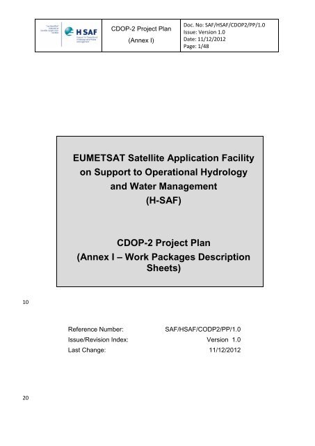 Annex I to the CDOP2 Project Plan - Work Package ... - H-SAF