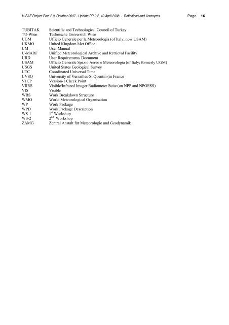 (H-SAF) PROJECT PLAN - Version 2