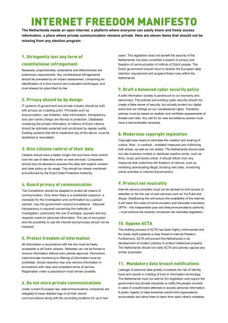 Internet Freedom Manifesto Bits Of Freedom