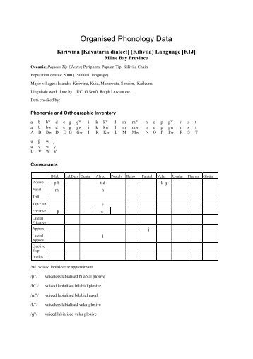 Organised Phonology Data - SIL International