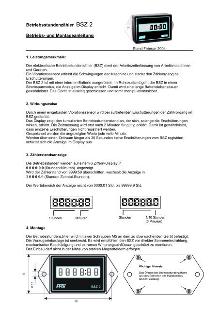 WTK - BetriebsstundenzÃ¤hler BSZ 2 - WTK-Elektronik GmbH