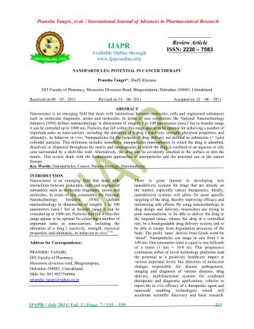 20110918_Pranshu Tangri et al, IJAPR.pdf - international journal of ...