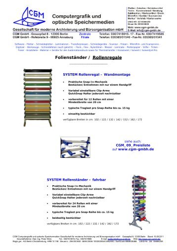 Folienständer / Rollenregale - Computergrafik und optische ...