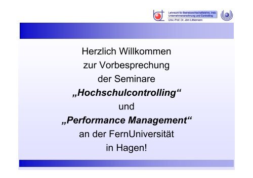 Hochschulcontrolling - FernUniversitÃ¤t in Hagen
