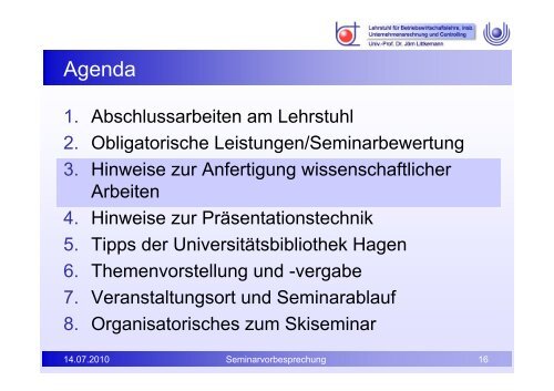 Hochschulcontrolling - FernUniversitÃ¤t in Hagen