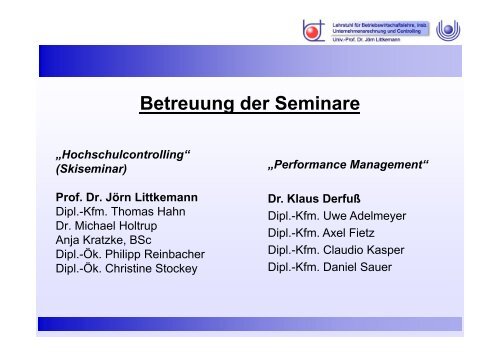 Hochschulcontrolling - FernUniversitÃ¤t in Hagen