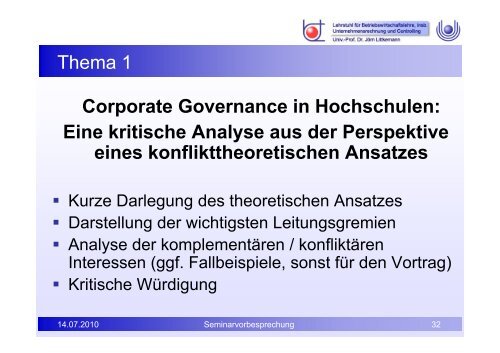 Hochschulcontrolling - FernUniversitÃ¤t in Hagen