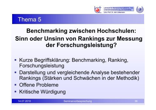 Hochschulcontrolling - FernUniversitÃ¤t in Hagen