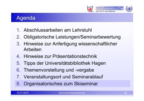 Hochschulcontrolling - FernUniversitÃ¤t in Hagen