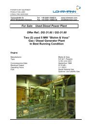 For Sale: Used Diesel Power Plant Offer Ref.: DG-31.60 ... - Lohrmann